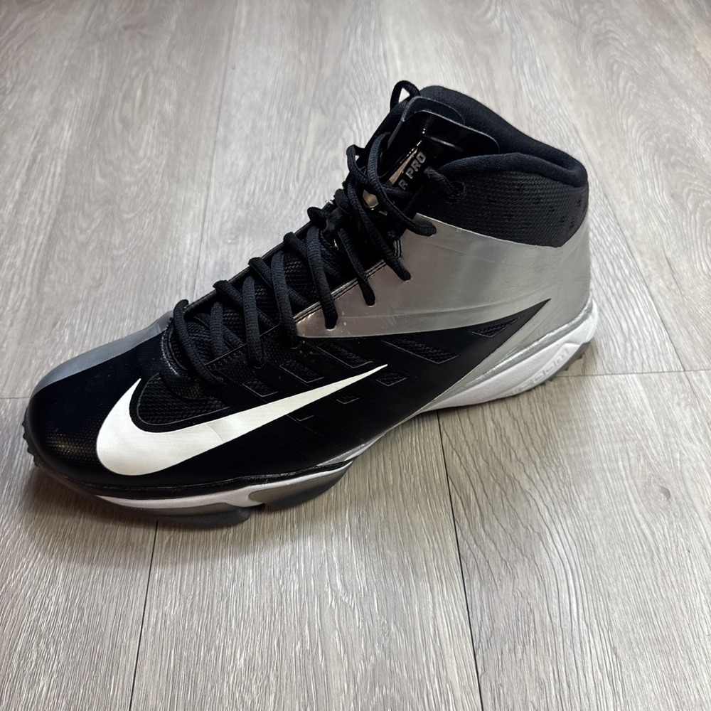 Nike Vapor Pro 3/4 Nubby Football Cleats Black/Silver‎ 527878-010 Men's Size 13